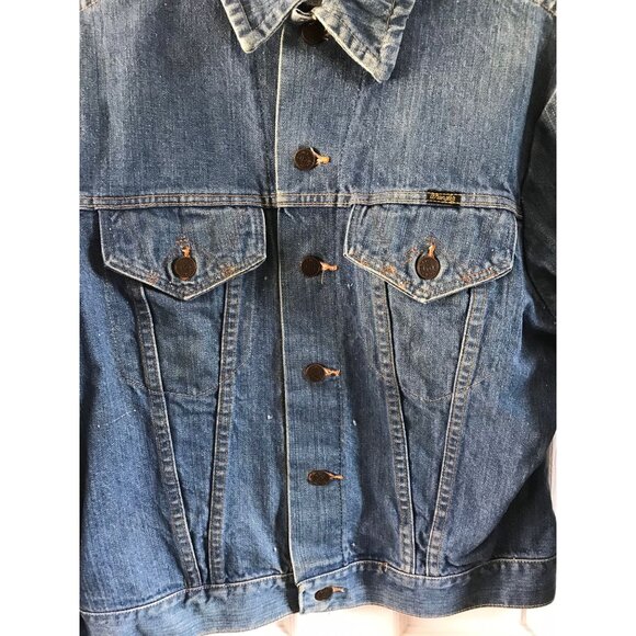 Vtg 1970's Wrangler Range Denim Jean Jacket Size 40 Extra Brown Button - Picture 5 of 8